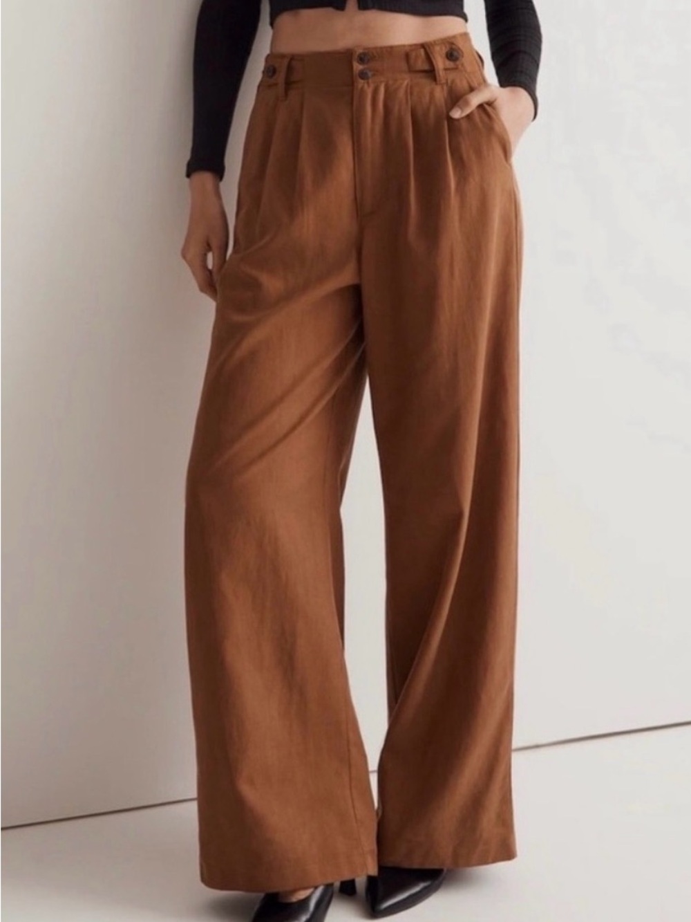 Madewell Harlow Wide Leg Pant in Brown